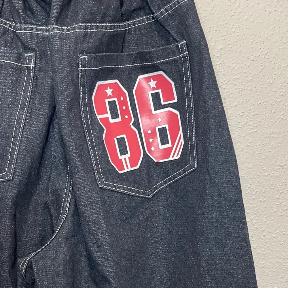 Aelfric Eden Black Wide Leg Cropped Jeans with Colorful Patches - Picture 6 of 8